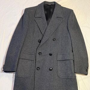 Vintage Barneys New York Alpacuna Wool Double Breasted Overcoat Grey Salt & Pepp